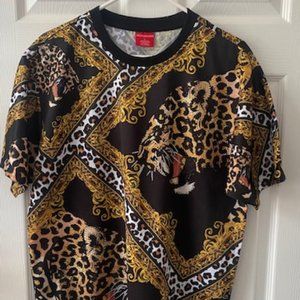 Victorious Leopard Gold Rhinestone Shirt Large